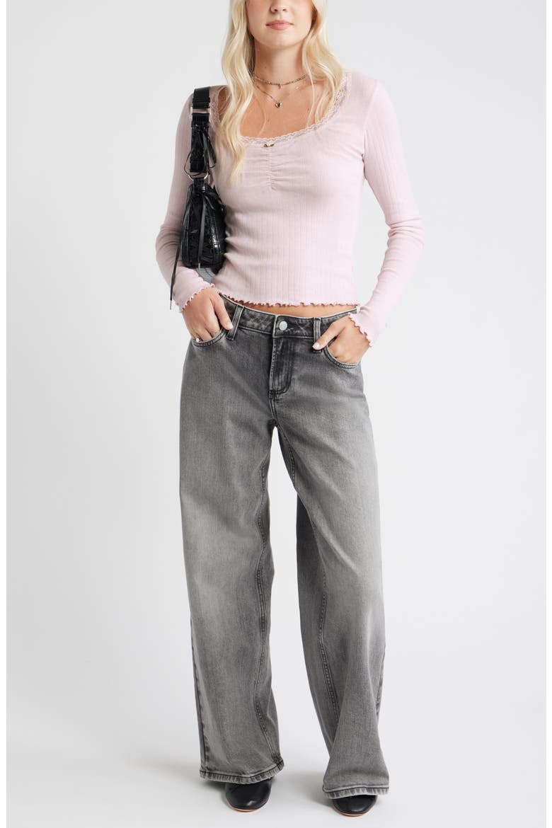 Pointelle Long Sleeve T-Shirt, Alternate, color, PINK PRIMROSE