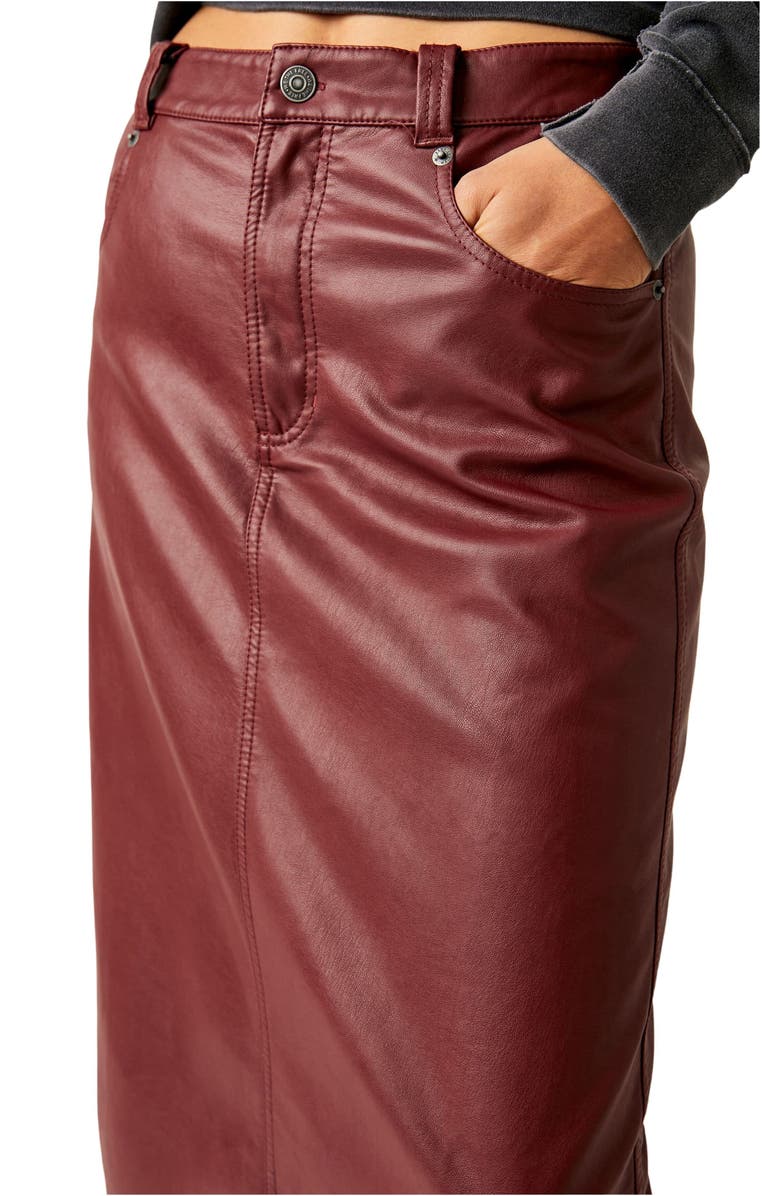 Free People City Slicker Faux Leather Maxi Skirt, Alternate, color, Red Jasper