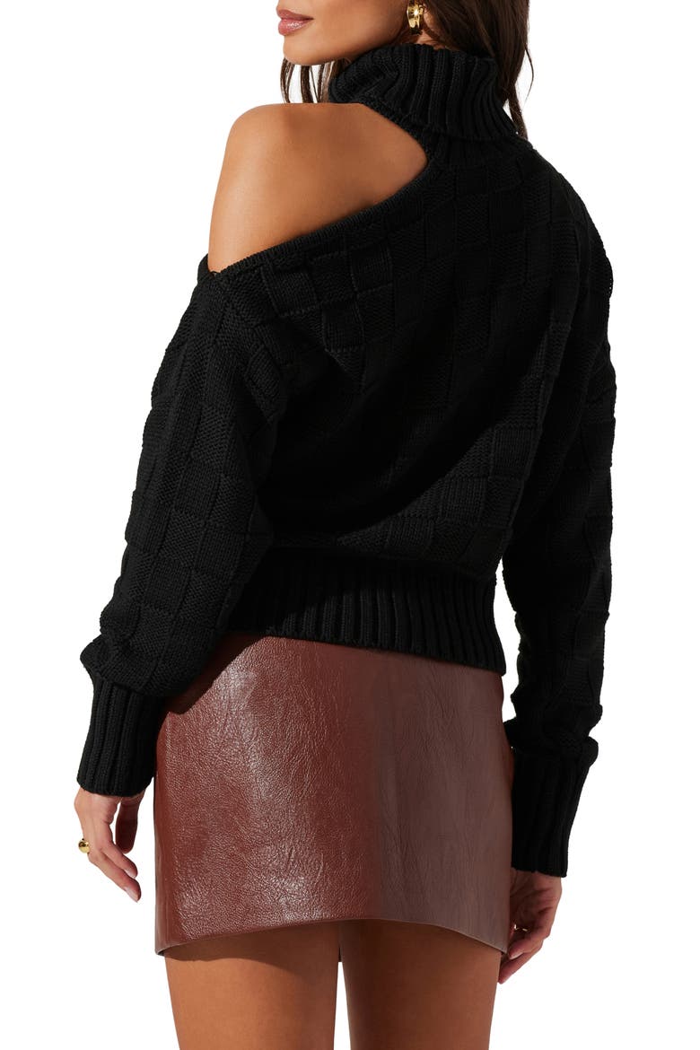 Cutout Turtleneck Sweater, Alternate, color, BLACK