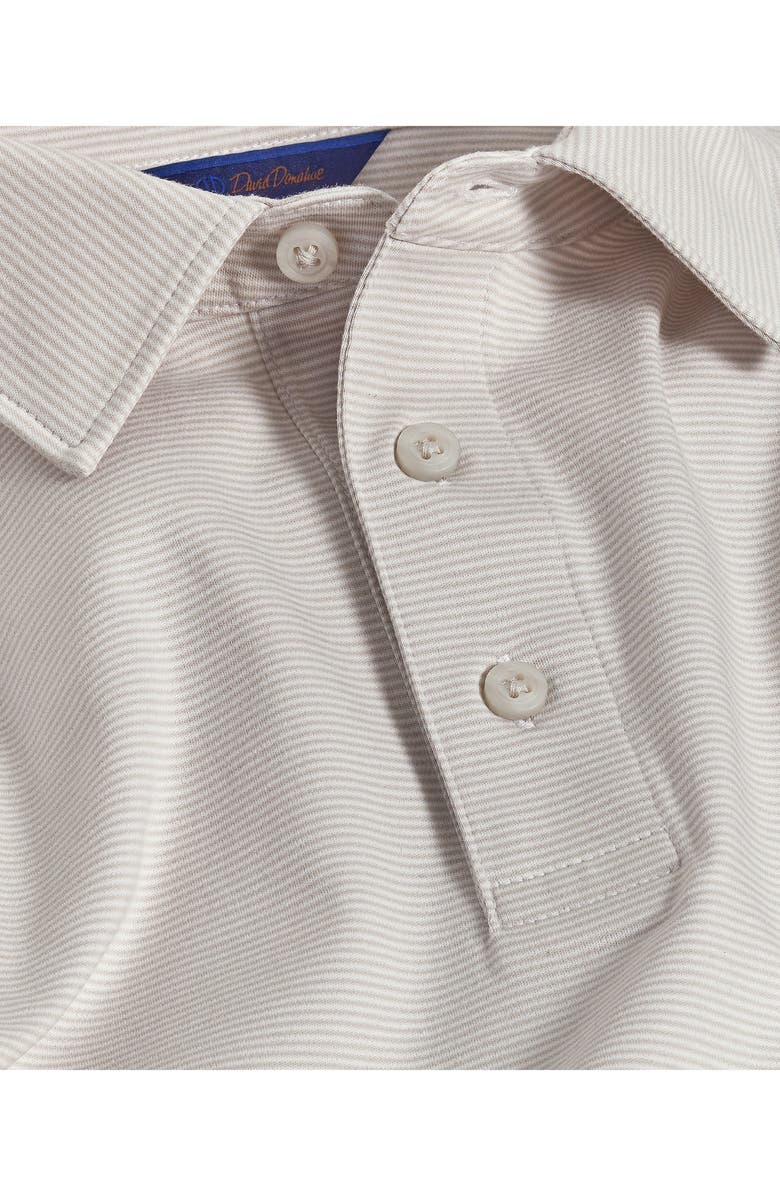 David Donahue Stripe Interlock Cotton Polo, Alternate, color, Pearl