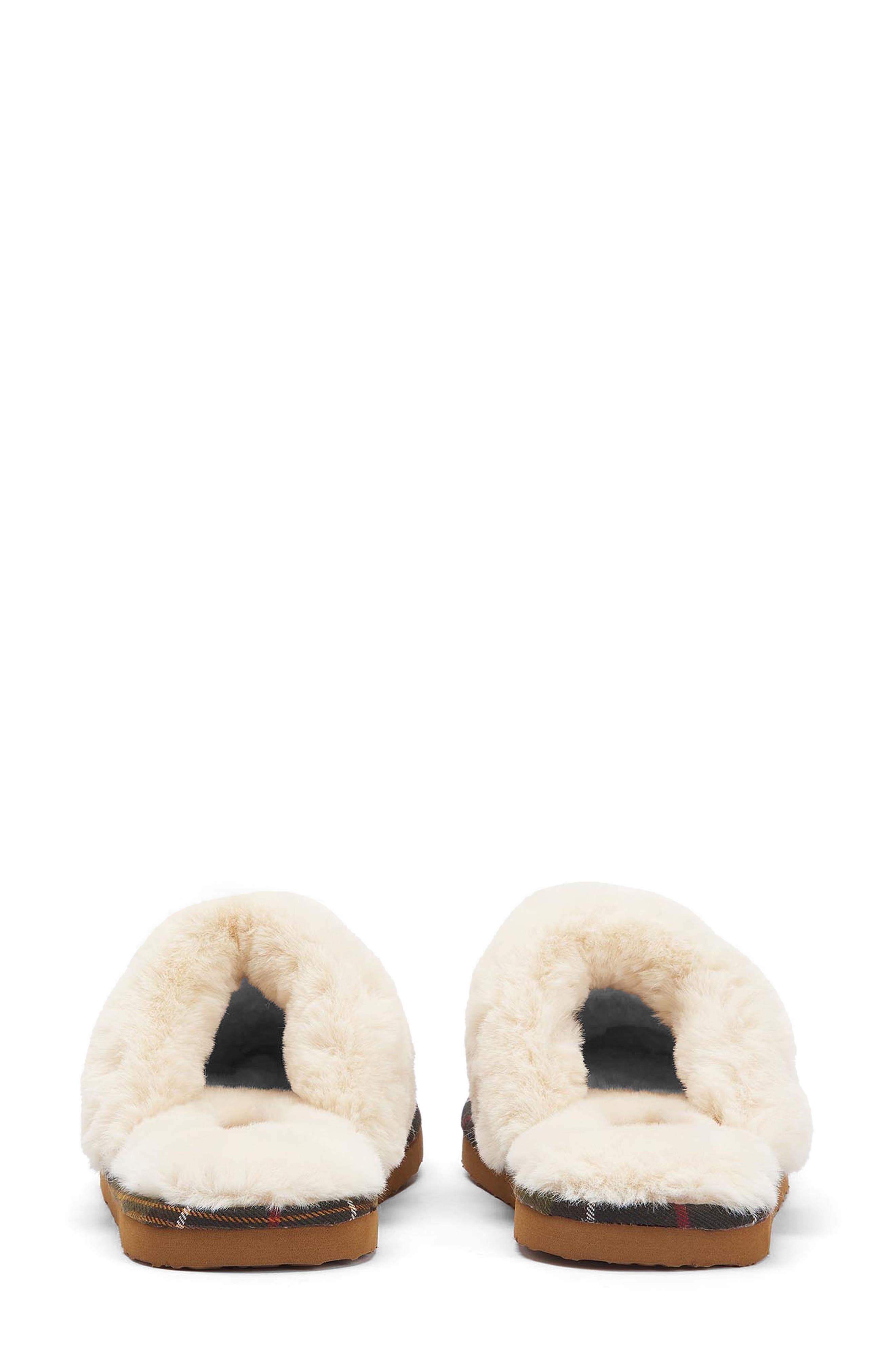Barbour Claudia Faux Fur Lined Scuff Slipper, Alternate, color, Camel Brown