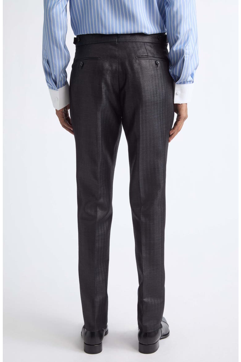 Glamorous Flat Front Wool Blend Herringbone Trousers, Alternate, color, NAA BLACK