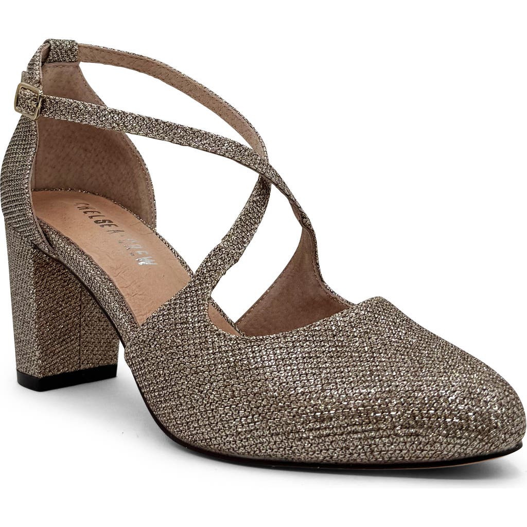 Chelsea Crew Oren Crossover Pump In Gold Glitter Pu