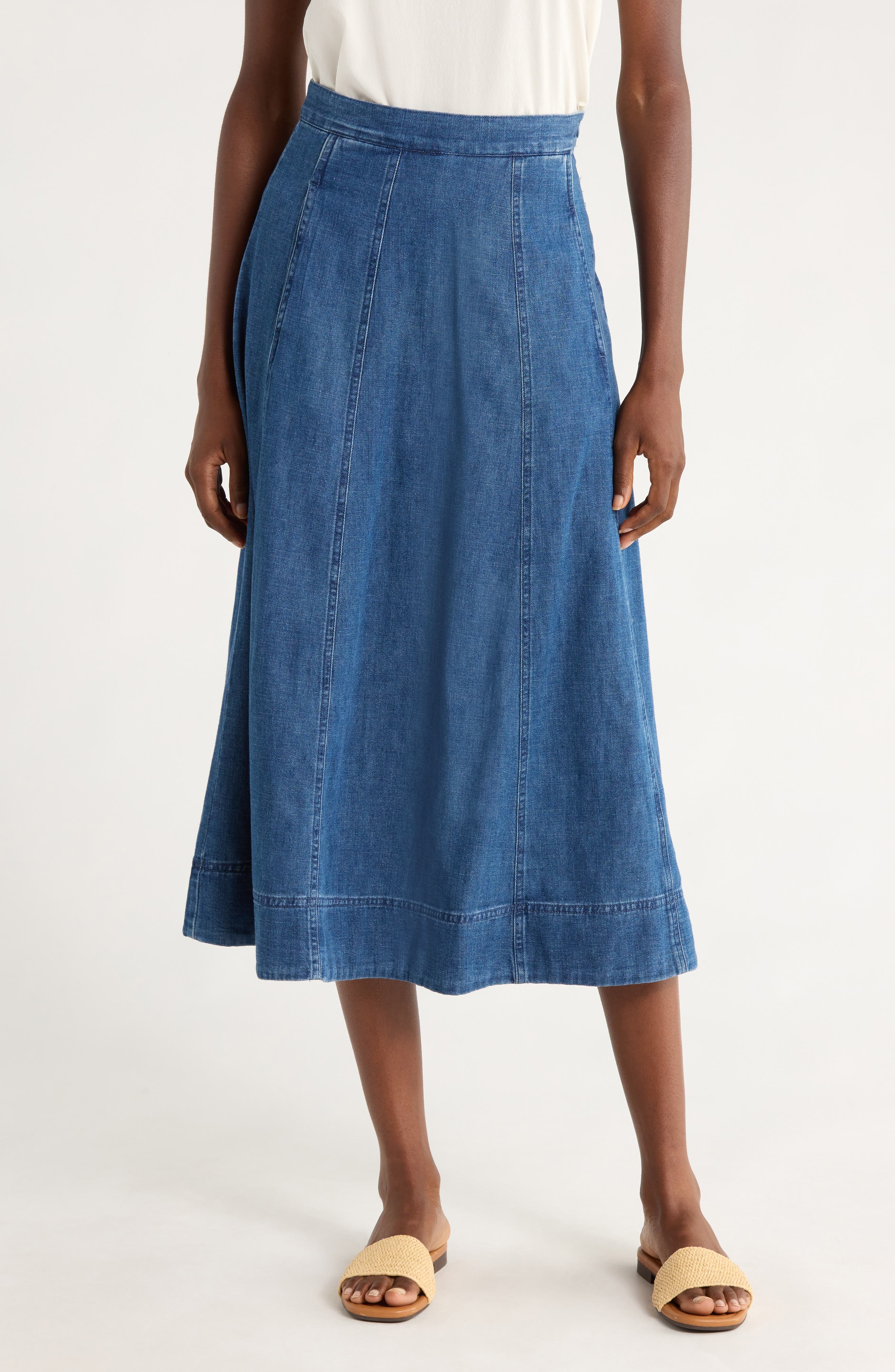 Marine Layer Lainey Denim Skirt in Medium Wash 