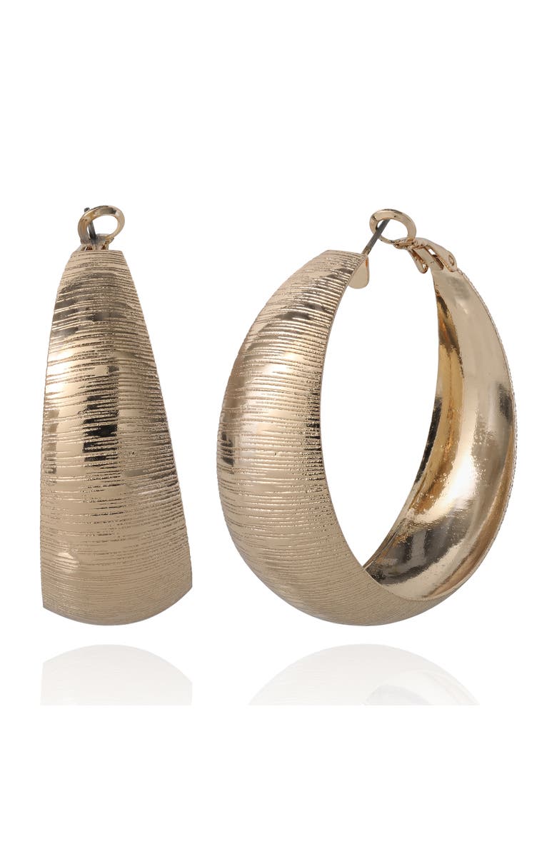 BCBG Generation Matte Textured Gold Hoop Earrings, Alternate, color, Gold