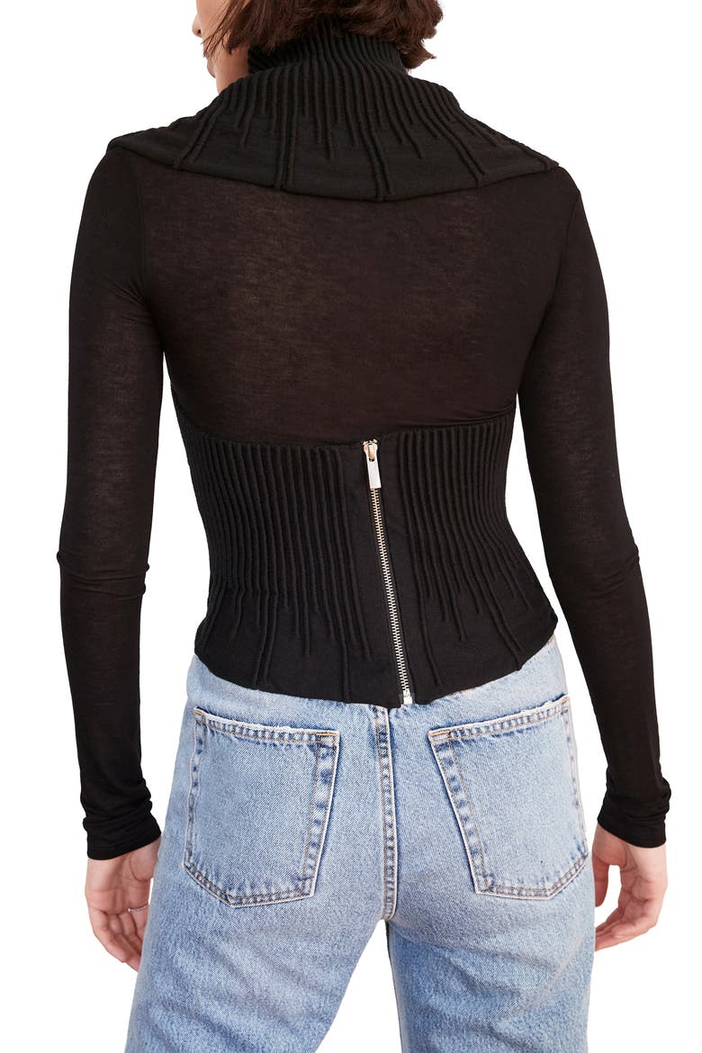 Colette Crop Back Zip Bolero, Alternate, color, BLACK