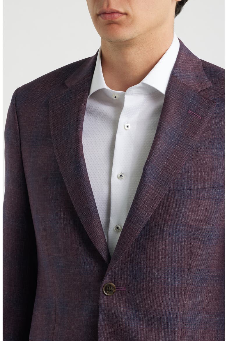 Flynn Classic Fit Dark Red Plaid Wool Sport Coat, Alternate, color, DARK RED