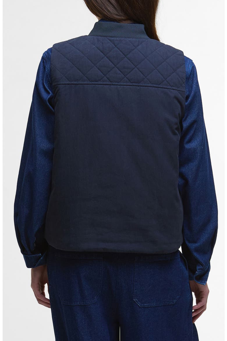 Theodora Quilt Trim Cotton & Nylon Vest, Alternate, color, DARK NAVY
