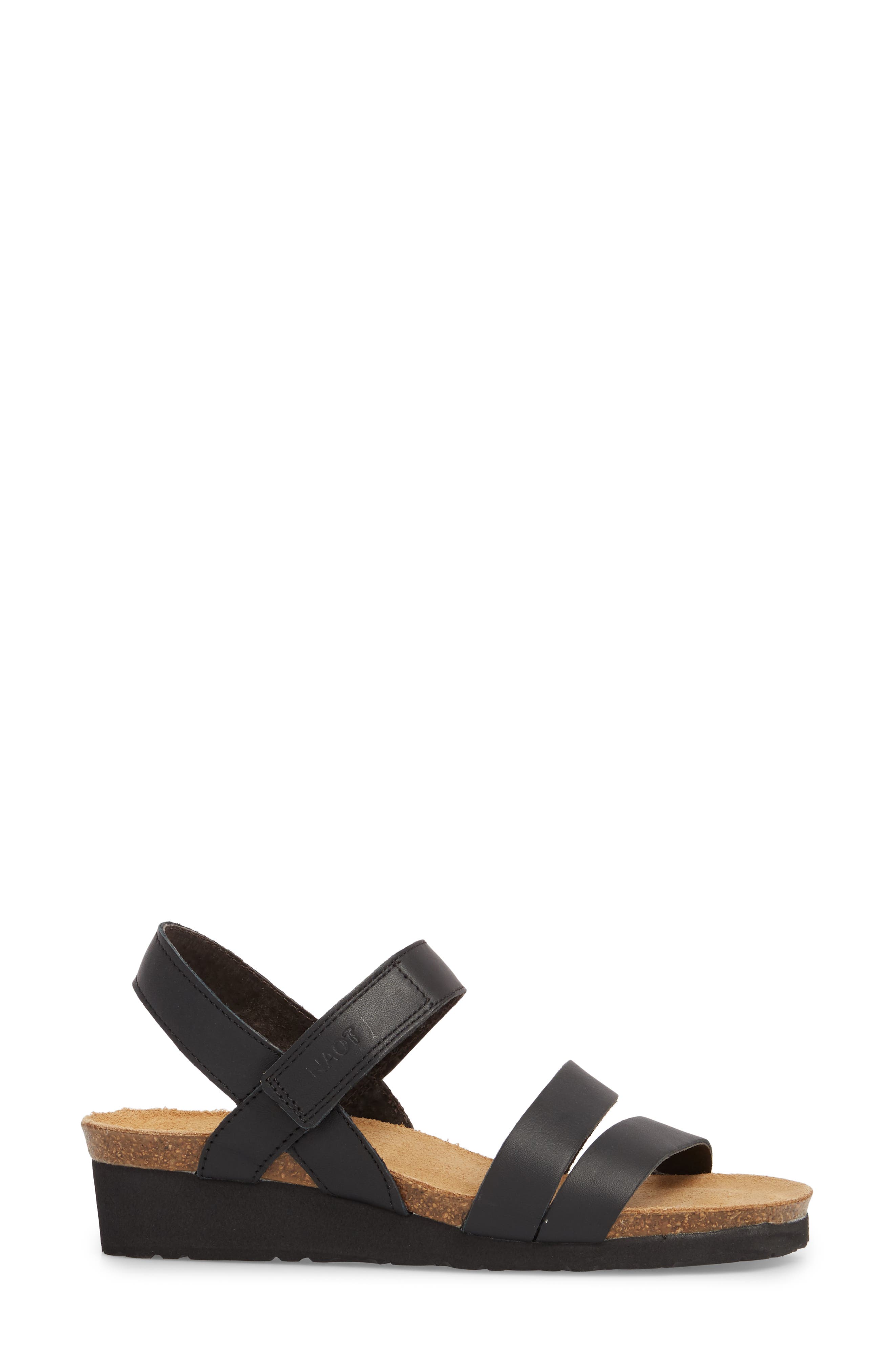 Naot Kayla Wedge Sandal, Alternate, color, Black Matte Leather