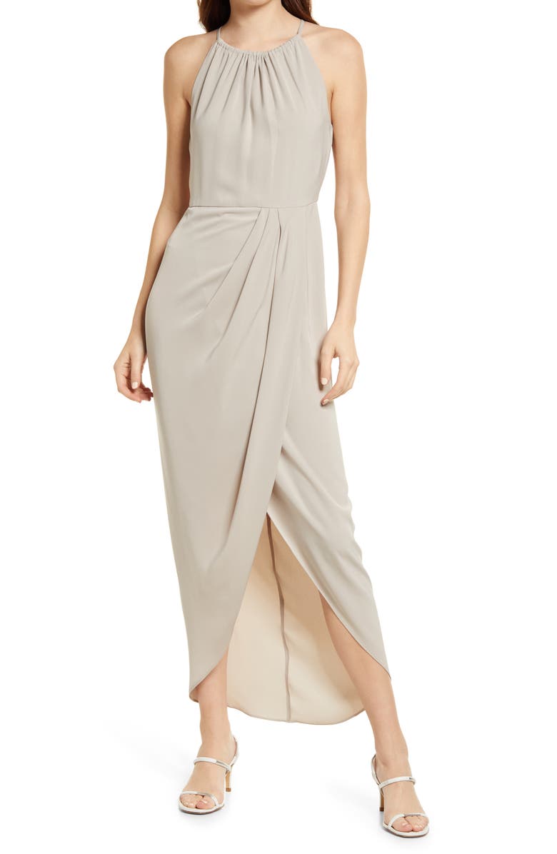 Shona Joy Draped Halter Tulip Gown, Main, color, 