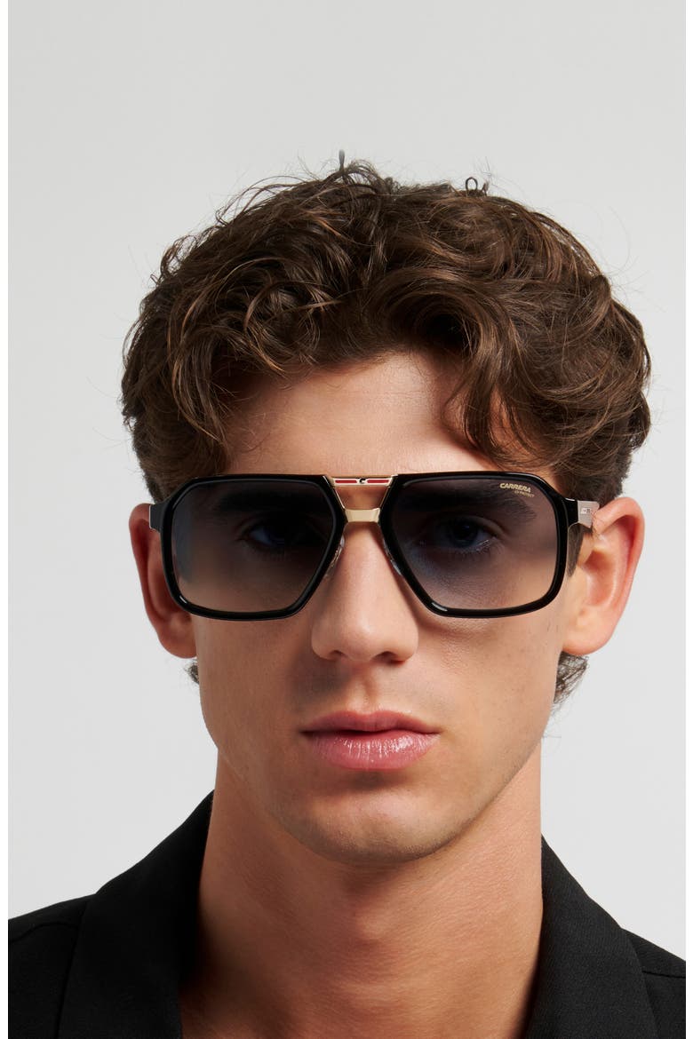 Victory 59mm Gradient Square Sunglasses, Alternate, color, BLACK/ GOLD/ DARK BLUE