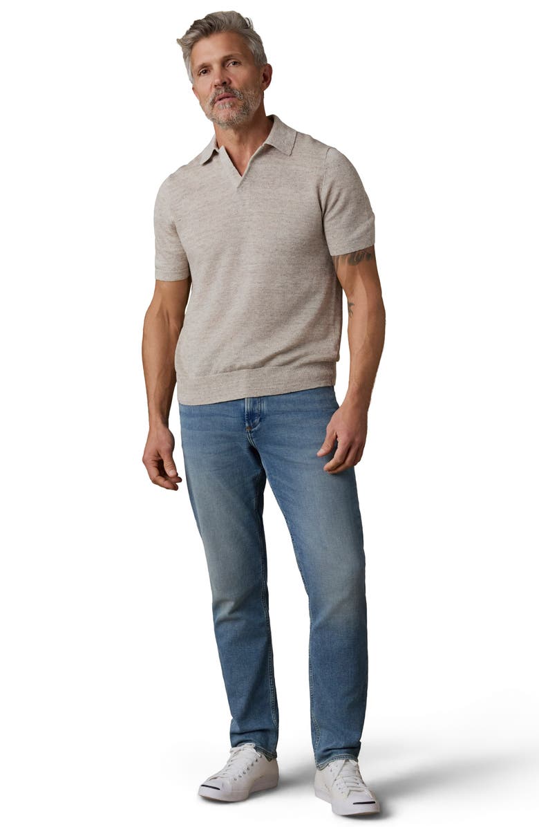 Faherty Stripe Linen Sweater Polo, Alternate, color, Tropic Sands Melange