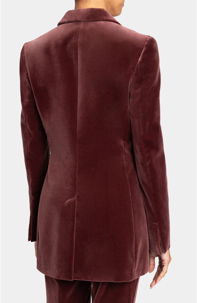 Santorelli Milli Long Velvet Jacket in Luxury Stretch Velvet, Alternate, color, Dusty Mauve