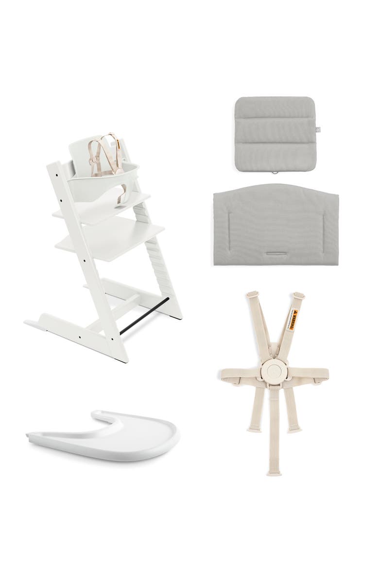 Tripp Trapp® Highchair², Cushion & Stokke® Tray, Alternate, color, WHITE W/ ANTHRACITE
