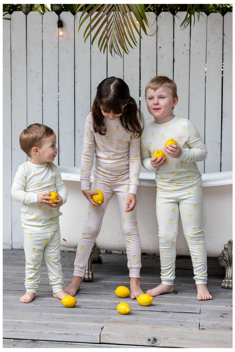 Lemon Print PJ for Girl, Alternate, color, Pink