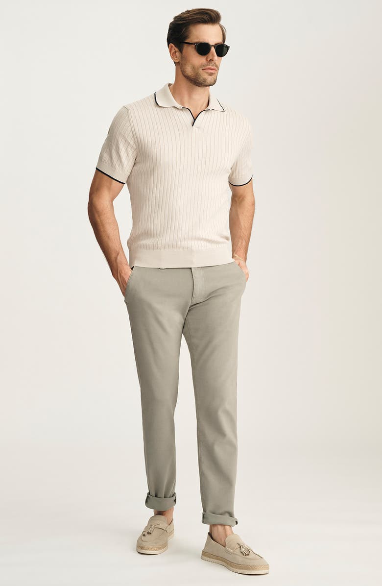 34 Heritage Tipped Johnny Collar Short Sleeve Cotton Sweater, Alternate, color, 