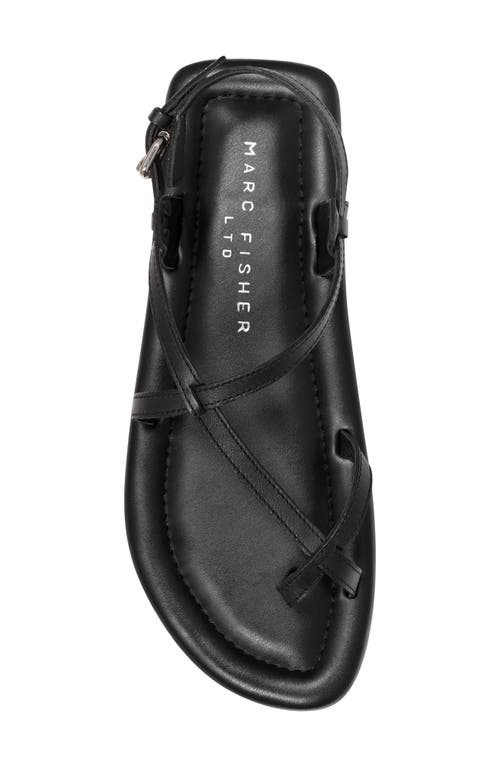 Marc Fisher Ltd Strappy Leather Flat Toe-ring Sandals In Black