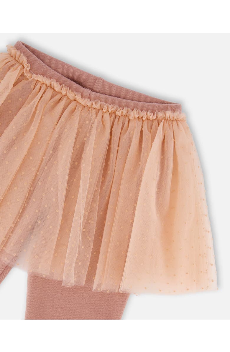 Deux par Deux Leggings with Tulle Skirt, Alternate, color, Dusty Pink