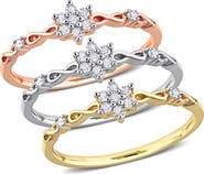 DELMAR Set Of 3 Floral Diamond Rings - 0.27ct.