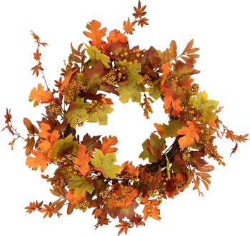 Northlight Fall Harvest Gold Berries and Autumn Leaves Artificial Twig ...