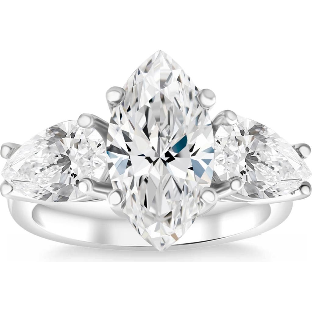 Bliss Diamond Certified 5ct Tw Marquise & Pear Three Stone Engagement Ring 14k Gold Lab Grown In 14k White Gold