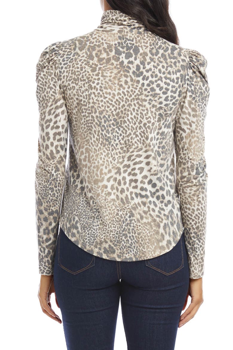 Shirred Sleeve Print Turtleneck, Alternate, color, PRT