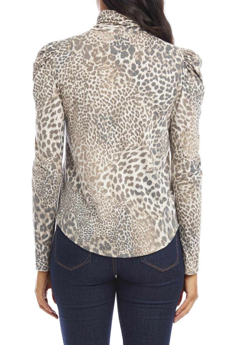 Karen Kane Shirred Sleeve Print Turtleneck, Alternate, color,