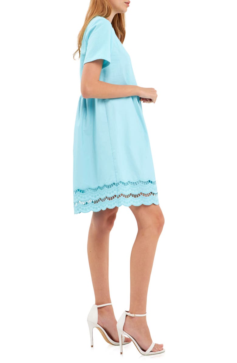 English Factory Mixed Media Minidress, Alternate, color, Aqua