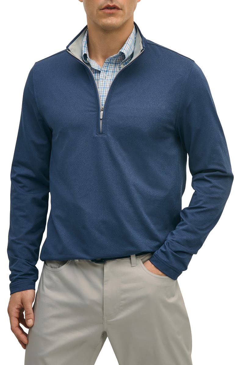 Brooks Brothers Performance Series Half Zip Top, Main, color, Navy Heather
