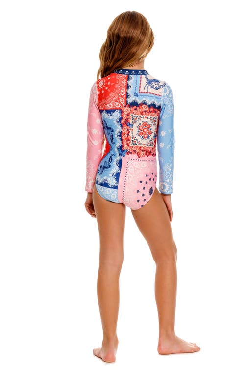 AGUA BENDITA AGUA BENDITA KIDS' ALAYA ATMA LONG SLEEVE ONE-PIECE RASHGUARD SWIMSUIT