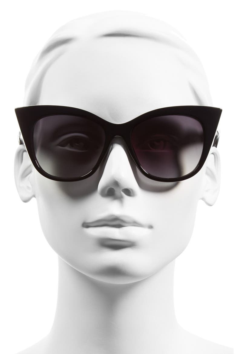 55mm Cat Eye Sunglasses, Alternate, color, BLACK
