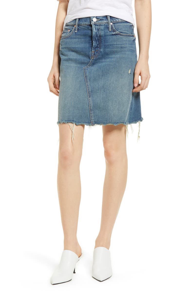 MOTHER The Tomcat Fray Denim Skirt, Main, color,