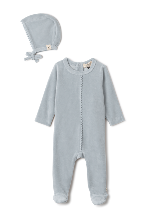 Boy Velour Pompom Romper