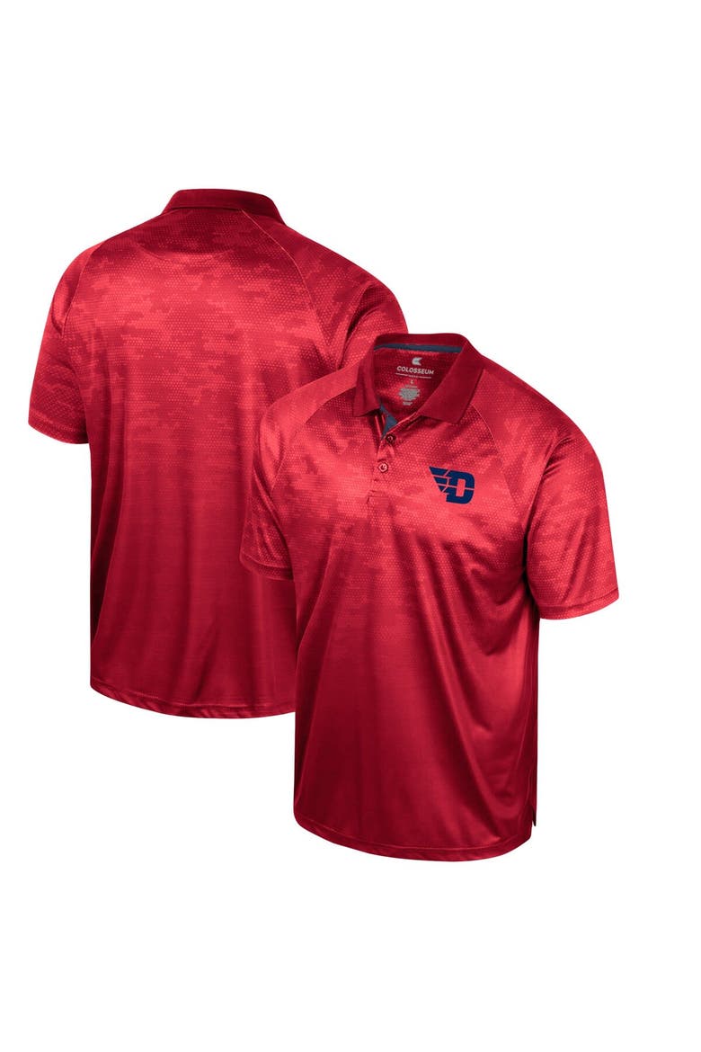 Men's Colosseum Red Dayton Flyers Honeycomb Raglan Polo, Alternate, color, Red