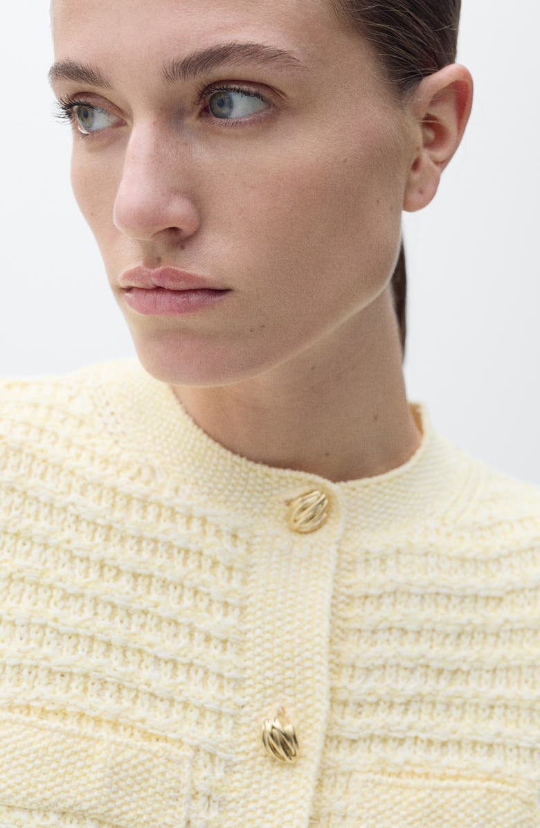 MANGO Button-Up Sweater Vest, Alternate, color, Pastel Yellow