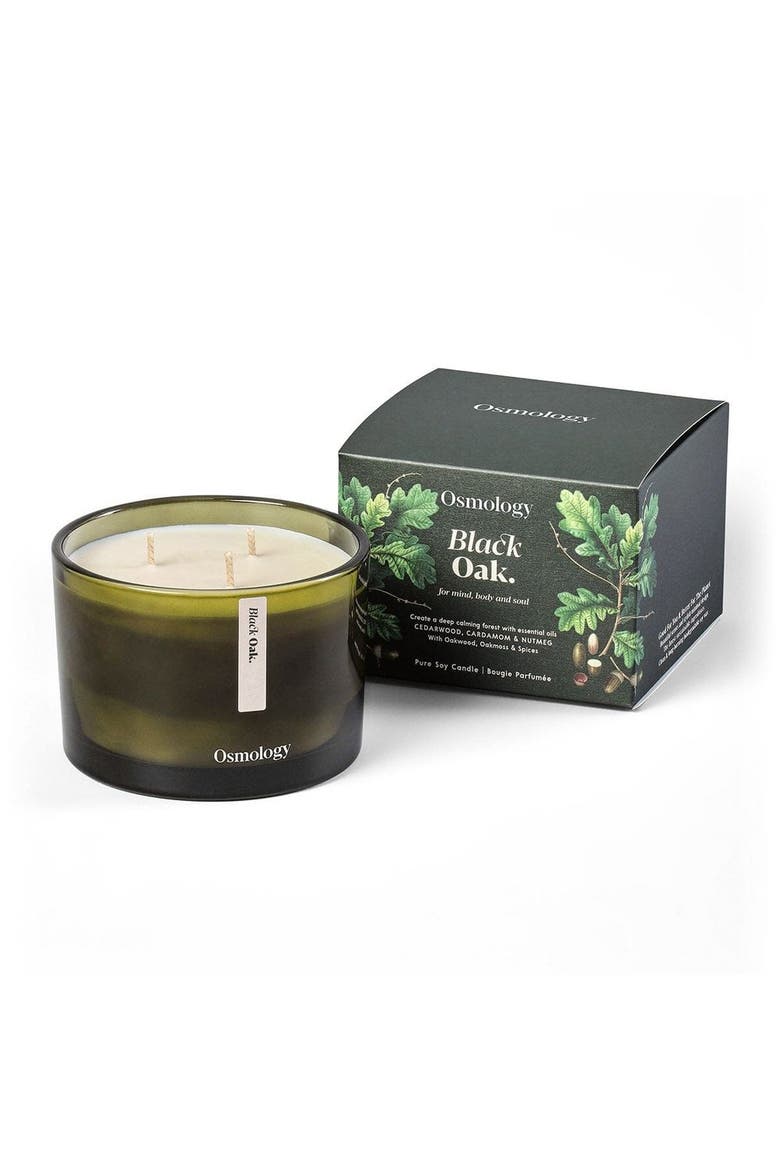 Black Oak Scented Triple Wick Candle, Main, color, black