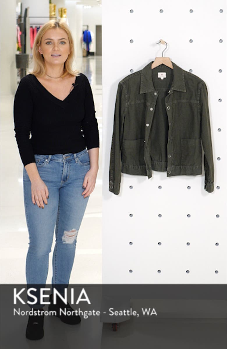 Eliette Linen & Cotton Crop Trucker Jacket, sales video thumbnail