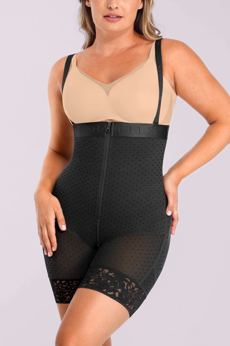 AirSlim High Waist Butt-Lifting Polka Dot Shorts, Alternate, color, Classic Black