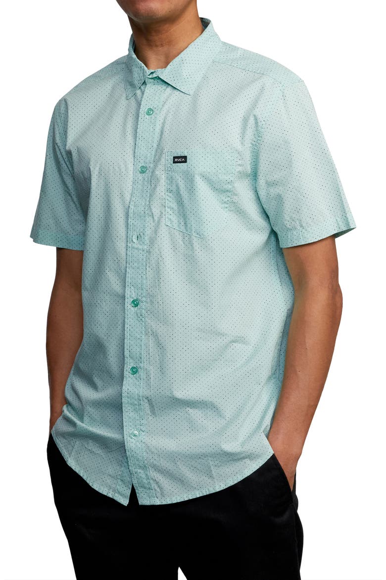 Carlo Dot Short Sleeve Button-Up Shirt, Alternate, color, ICE BLUE