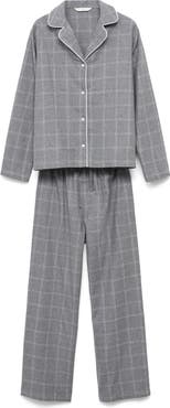 MANGO TEEN Plaid Cotton Long Pajamas