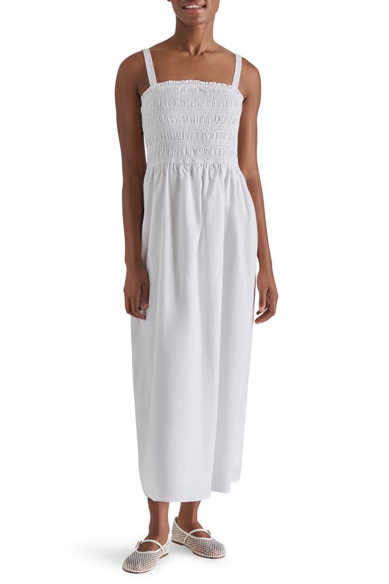 Adriana Smocked Maxi Dress, Main, color, WHITE