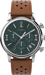Timex® Marlin® Chronograph Leather Strap Watch, 40mm