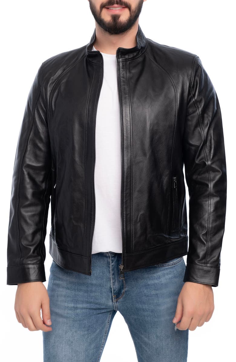 VELLAPAIS Smooth Leather Jacket, Main, color, Black
