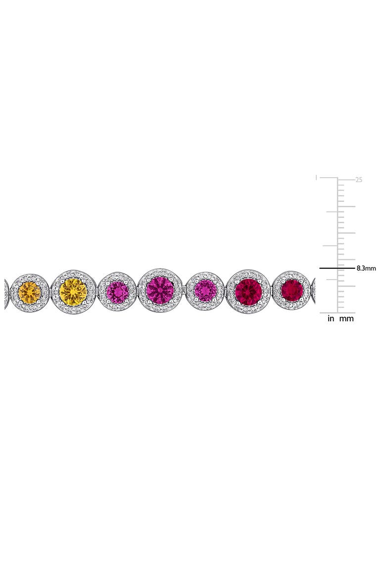 Multi-Gemstone Halo Tennis Bracelet, Alternate, color, MULTI