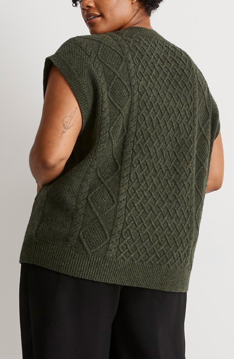 Madewell Cable Knit Wool Blend V-Neck Sweater Vest, Alternate, color,