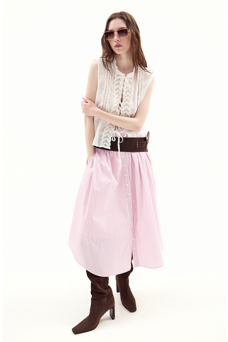 Chania Cotton Blend Midi Skirt, Alternate, color, STRIPED PINK