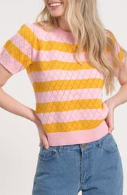 Isaac Mizrahi New York Pointelle Puff Sleeve Sweater