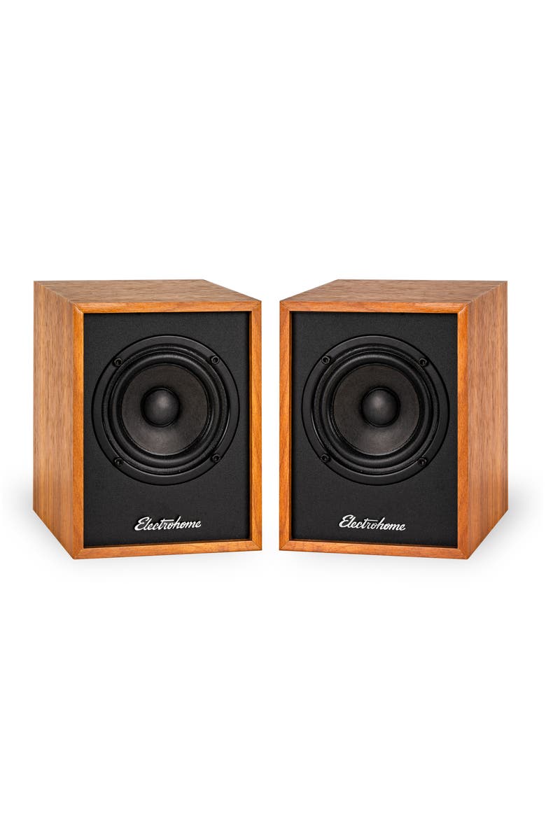Huntley Powered Bluetooth Bookshelf Speakers, Main, color, Teak