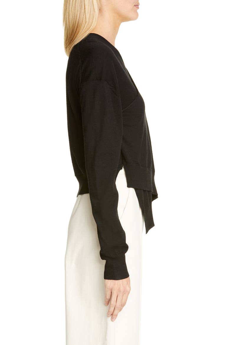 Wrap Front Merino Wool Sweater, Alternate, color, BLACK