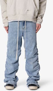 mnml Ruched Denim Wide Leg Jeans